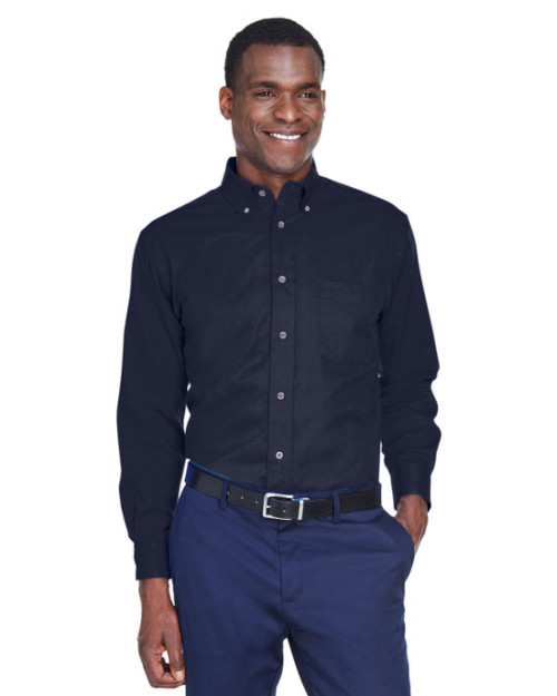 Chemise Easy BlendMC à manches longues pour homme de taille longue en sergé avec anti-tache d'Harriton