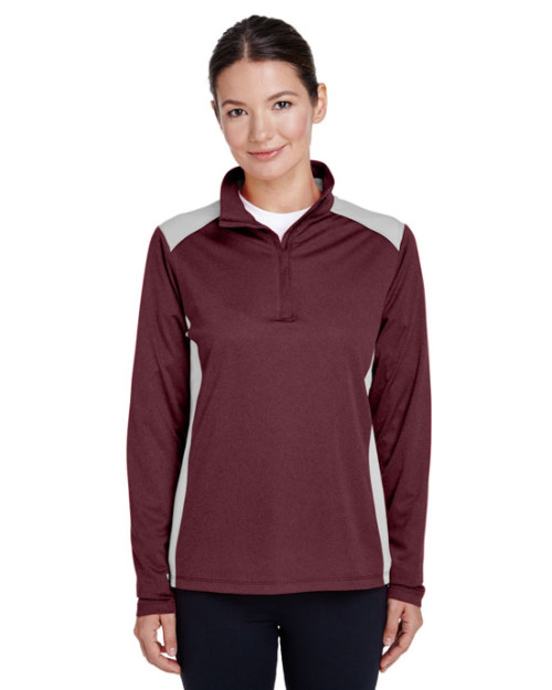 Chandail performance pour femme avec glissière mi-hauteur Excel de Team 365MC en interlock à motif mélangé